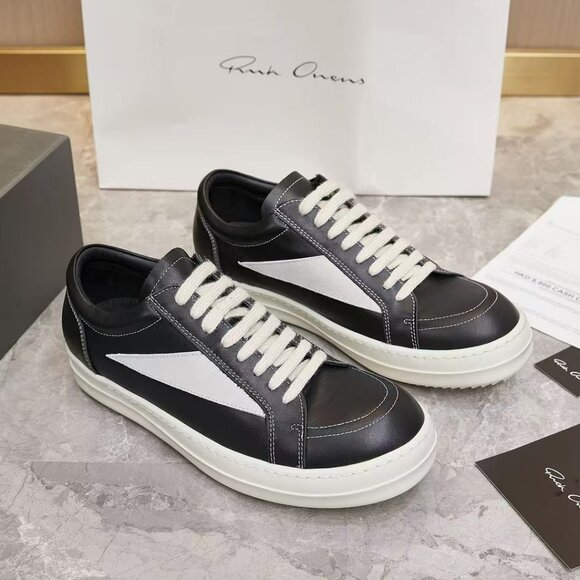 Rick Owens Black and White Leather Oxfords - Picture 1 of 6